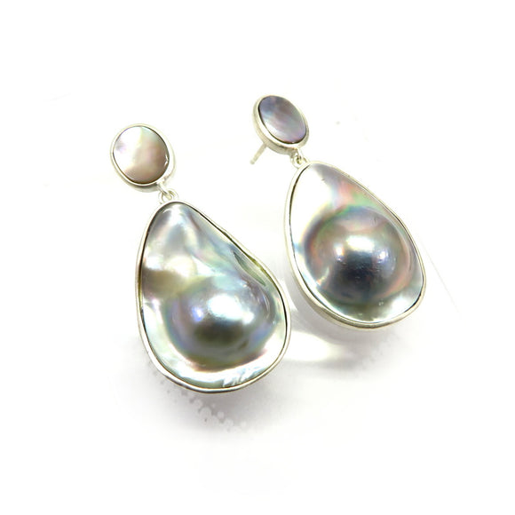 TC8.24 Teardrop Baroque Freshwater Pearl Drop Earrings Sterling Silver