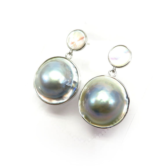TC8.25 Round Baroque Freshwater Pearl Drop Earrings Sterling Silver