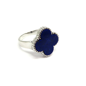 TC8.29 Four Leaf Clover Lapis Lazuli Ring Sterling Silver