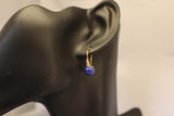 TC8.30 Square Lapis Lazuli Cubic Zirconia Hook Earrings Gold Plated Sterling Silver