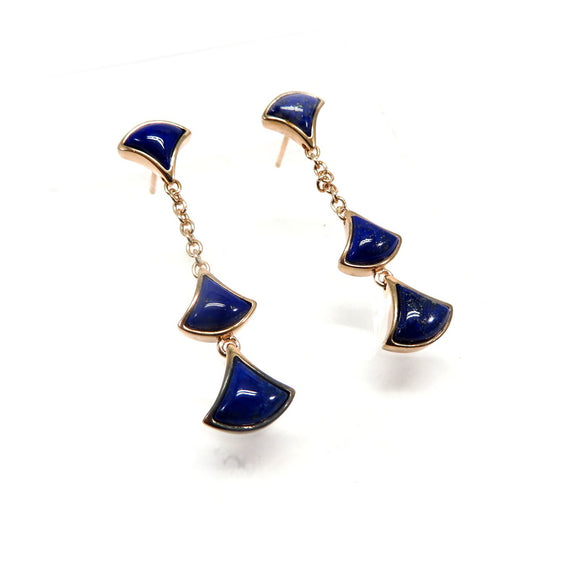 TC8.31 Fan Lapis Lazuli Drop Earrings Rose Gold Plated Sterling Silver