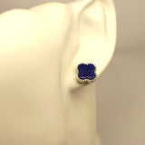 TC8.34 Four Leaf Clover Lapis Lazuli Earrings Sterling Silver