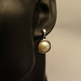 TC8.38 Freshwater Pearl Mabe Earrings Sterling Silver
