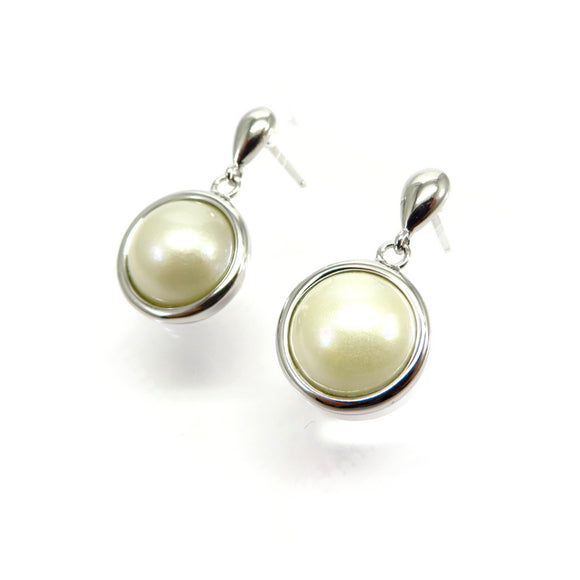 TC8.38 Freshwater Pearl Mabe Earrings Sterling Silver