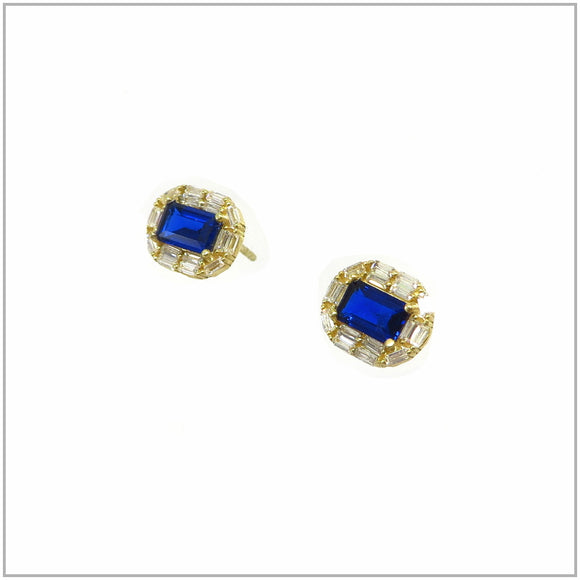 TU1.16 Blue Cubic Zirconia Sterling Silver Stud Earrings