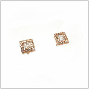 TU1.238 Square Cubic Zirconia Rose Gold Plated Sterling Silver Stud Earrings