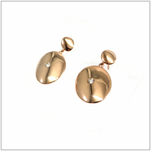 TU1.243 Asymmetrical Cubic Zirconia Rose Gold Plated Sterling Silver Earrings