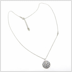 TU2.100 Flower Disc Cubic Zirconia Sterling Silver Necklace