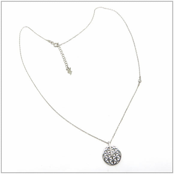 TU2.100 Flower Disc Cubic Zirconia Sterling Silver Necklace