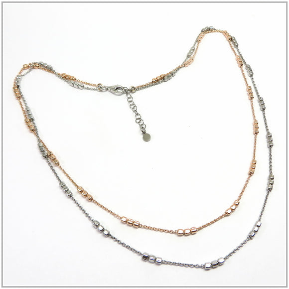 TU2.102 Two-Color Rose Gold Plated Sterling Silver Necklace
