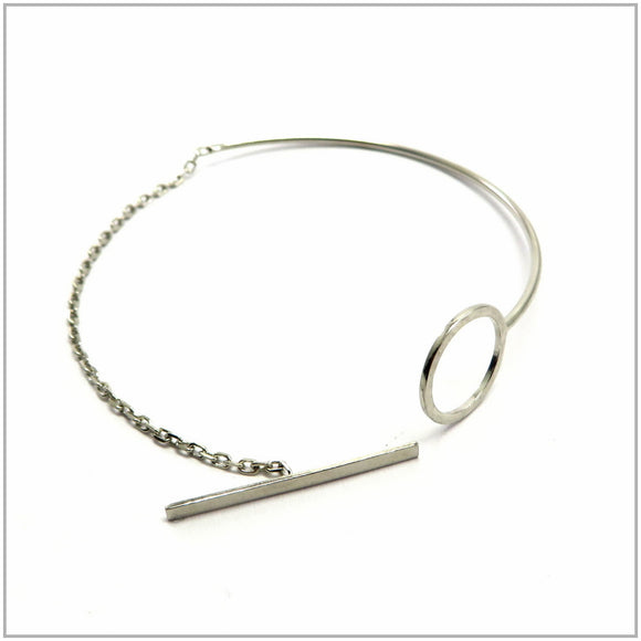 TU2.120 Half Bangle T-bar Chain Bracelet Sterling Silver