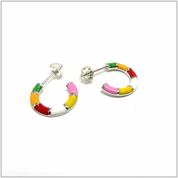 TU2.51 Candy Curl Multi-Colored Enamel Sterling Silver Hoop Earrings