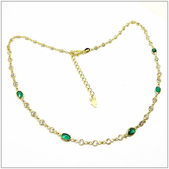 TU2.66 Green Cubic Zirconia Gold Plated Sterling Silver Necklace