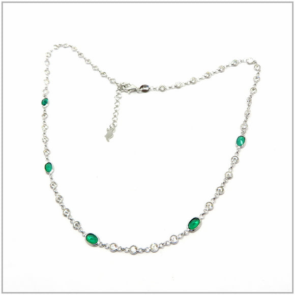 TU2.67 Green Cubic Zirconia Sterling Silver Necklace
