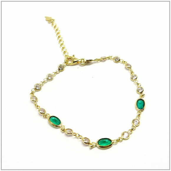 TU2.82 Green Cubic Zirconia Gold Plated Sterling Silver Bracelet