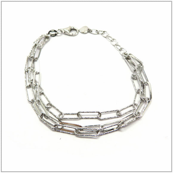 TU2.87 Triple Chain Glittery Sterling Silver Bracelet