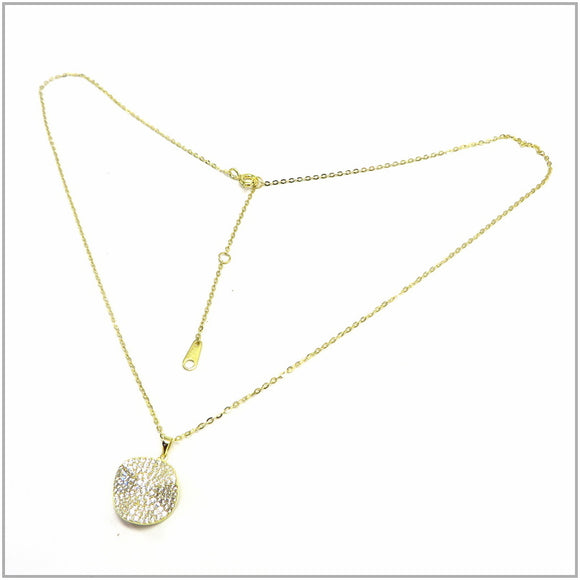 TU2.89 Twisted Disc Cubic Zirconia Gold Plated Sterling Silver Necklace