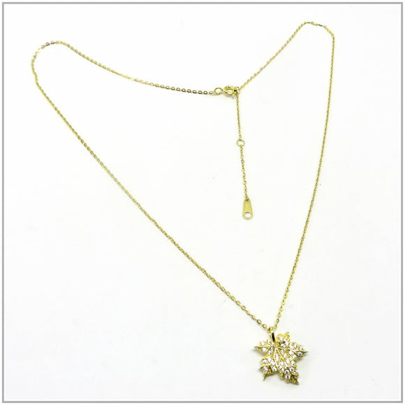 TU2.93 Leaf Cubic Zirconia Gold Plated Sterling Silver Necklace