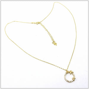 TU2.97 Clover Circle Cubic Zirconia Gold Plated Sterling Silver Necklace