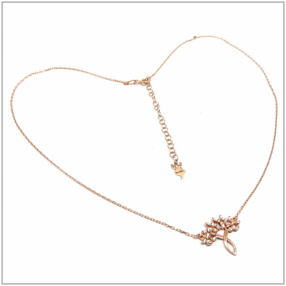 TU2.99 Flower Bunch Cubic Zirconia Rose Gold Plated Sterling Silver Necklace