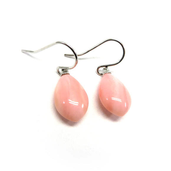YS7.11 Teardrop Pink Opal Hook Earrings Sterling Silver
