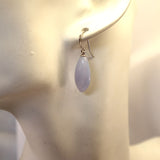 YS7.16 Teardrop Blue Lace Agate Hook Earrings Sterling Silver
