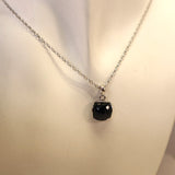 YS7.23 Square Black Spinel Pendant Sterling Silver