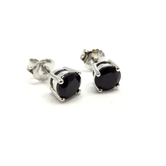 YS7.4 Black Spinel Stud Earrings Sterling Silver