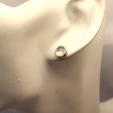 YS7.8 Round Rainbow Moonstone Stud Earrings Sterling Silver