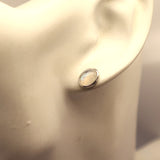 YS7.9 Oval Rainbow Moonstone Stud Earrings Sterling Silver