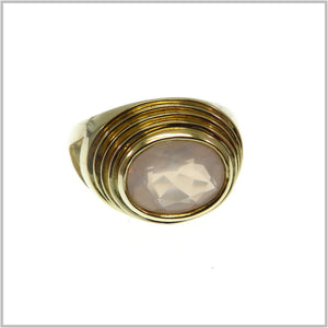 HG30.123 Rose Quartz Sterling Silver Gold Plated Ring