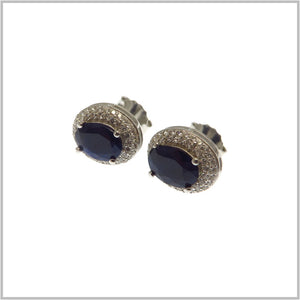 AN3.5 Sapphire & White Topaz Sterling Silver Earrings
