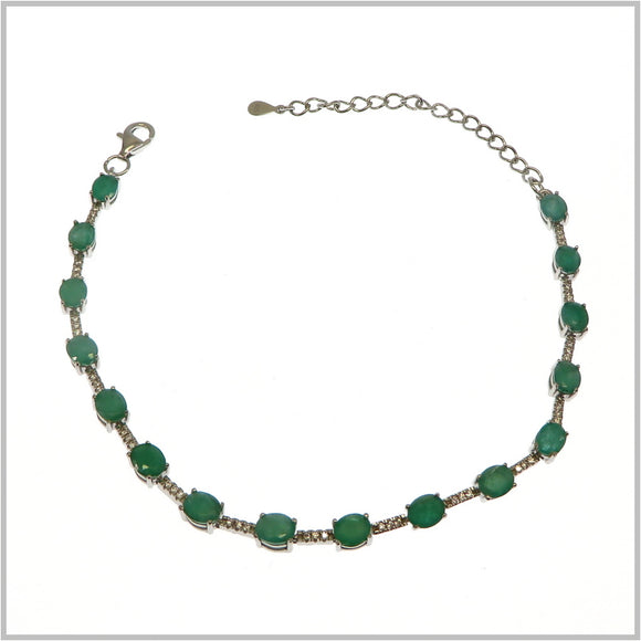 AN4.24 Emerald Silver Tennis Bracelet