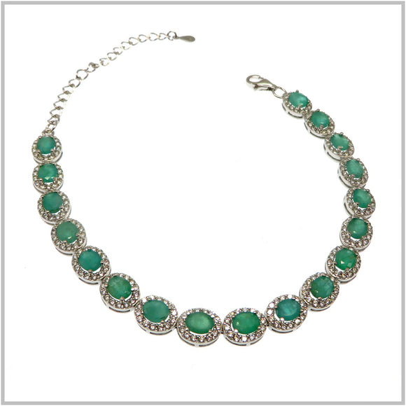 AN6.12 Emerald Tennis Bracelet Sterling Silver