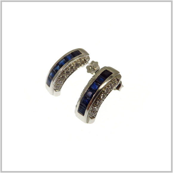 AN6.175 Blue Sapphire Earrings Sterling Silver