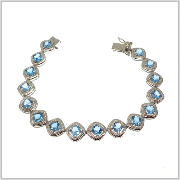 AN6.19 Blue Topaz Tennis Bracelet Sterling Silver
