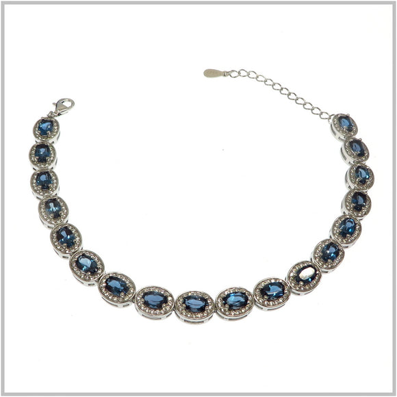 AN6.2 London Blue Topaz Tennis Bracelet Sterling Silver