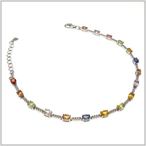 AN7.88 Multi-colored Sapphire Bracelet Sterling Silver