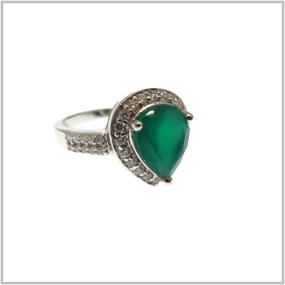 AN6.60 Green Agate Ring Sterling Silver