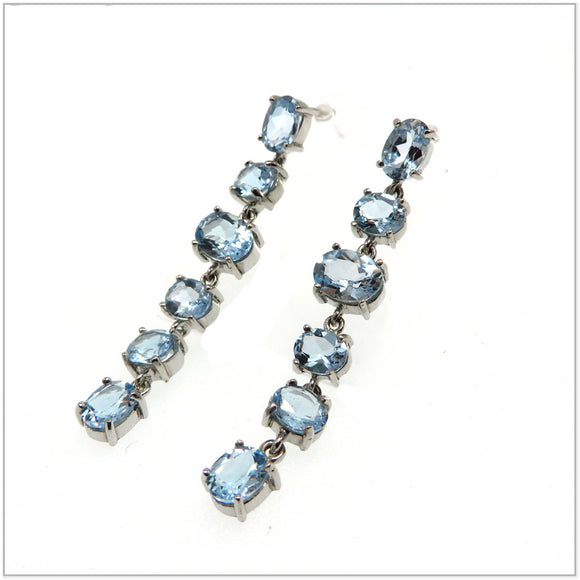 AN7.126 Blue Topaz Drop Earrings Sterling Silver