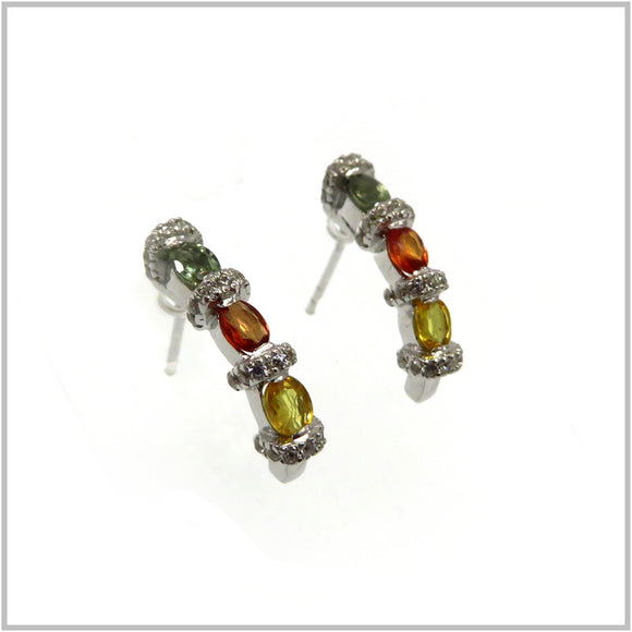 AN7.140 Multi Colored Sapphire Earrings Sterling Silver