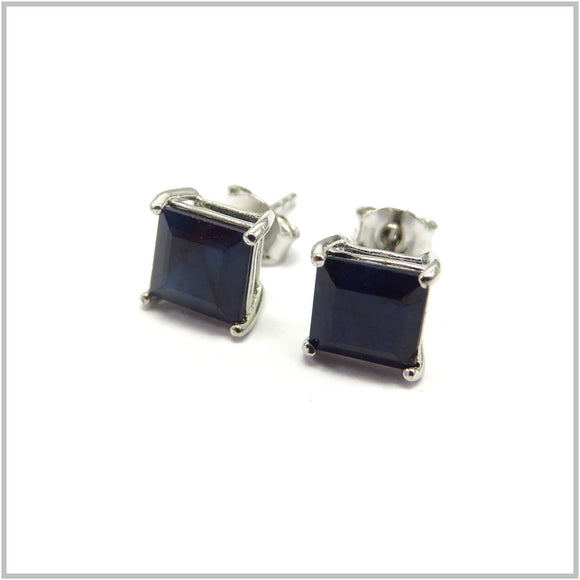 AN8.171 Blue Sapphire Stud Earrings Sterling Silver