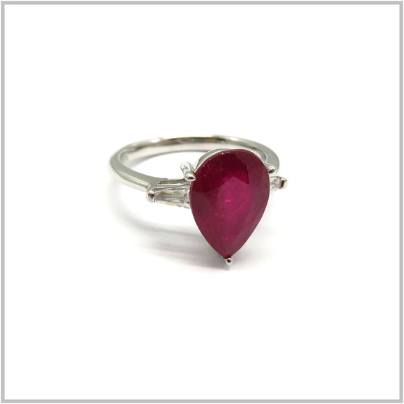 AN8.179 Ruby Teardrop Ring Sterling Silver