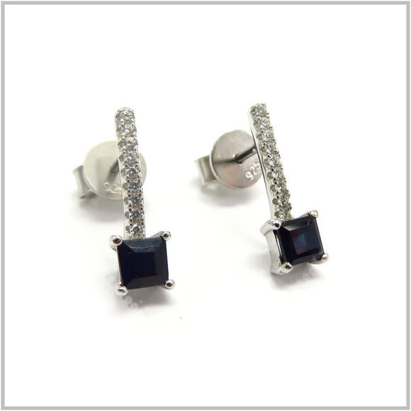 AN8.196 Blue Sapphire Earrings Sterling Silver