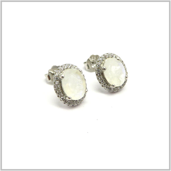 AN8.230 Rainbow Moonstone Earrings Sterling Silver