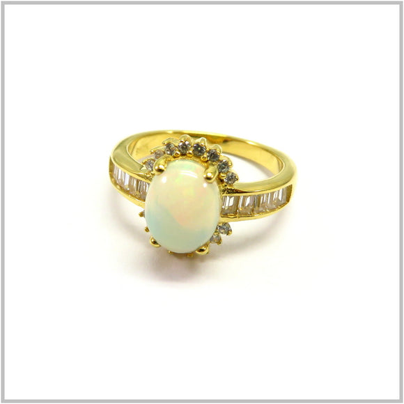 AN8.238 Opal Ring Sterling Silver Gold Plated