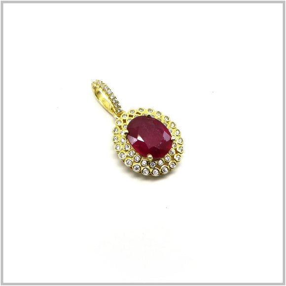 AN8.257 Ruby Pendant Gold Plated Sterling Silver