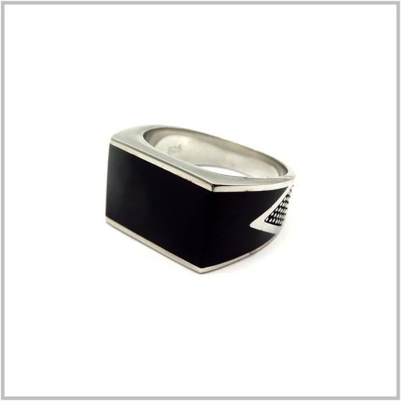 AN8.262  Black Silver Men's Ring Sterling Silver