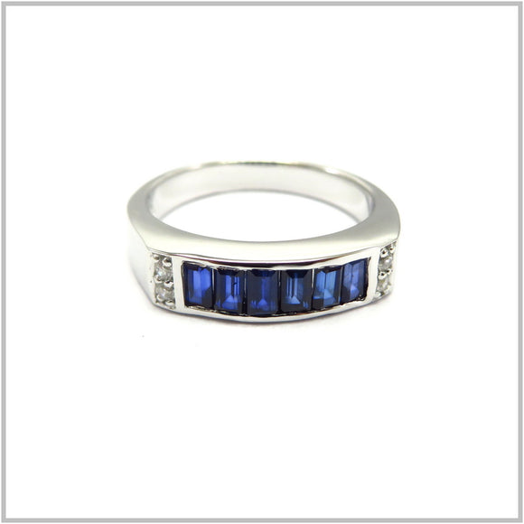 AN8.27 Blue Sapphire Ring Sterling Silver