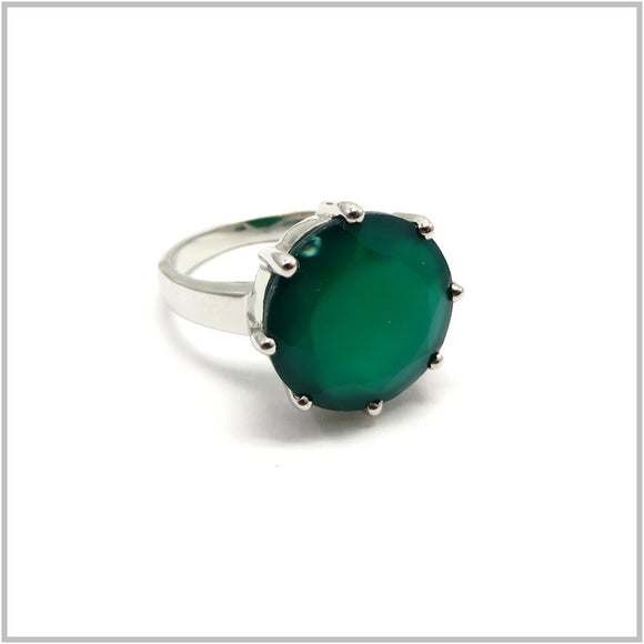 AN8.285 Green Agate Ring Sterling Silver